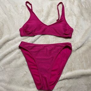Pink scallop bikini set